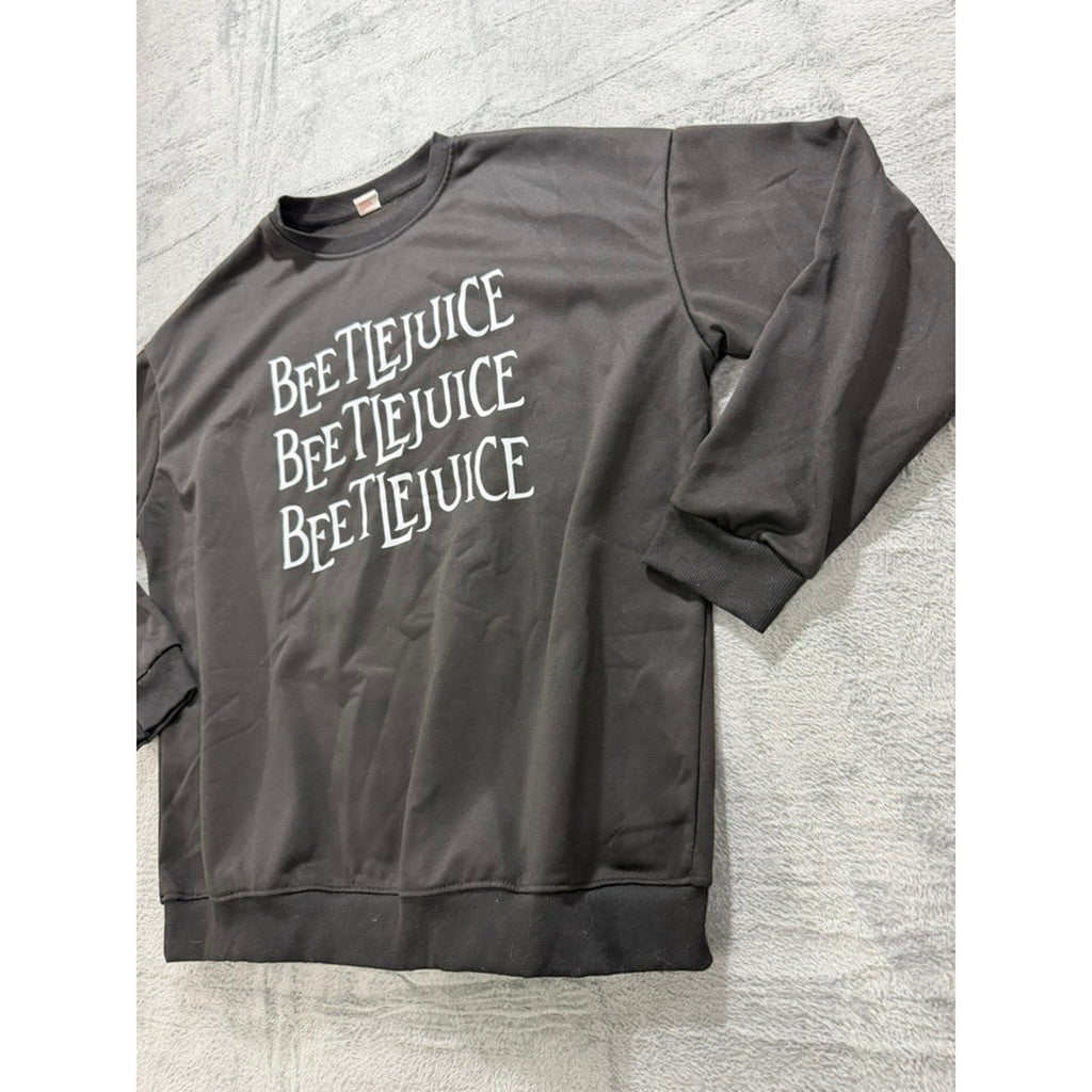 Beetlejuice Halloween Classic Cozy Black Graphic Sweatshirt 2XL Movie Pullover