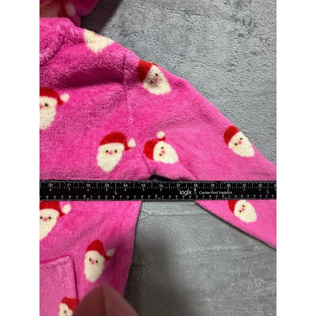 Forever 21 Kids Girls 9/10 Pink Santa Hooded One Piece Pajamas Christmas Cozy