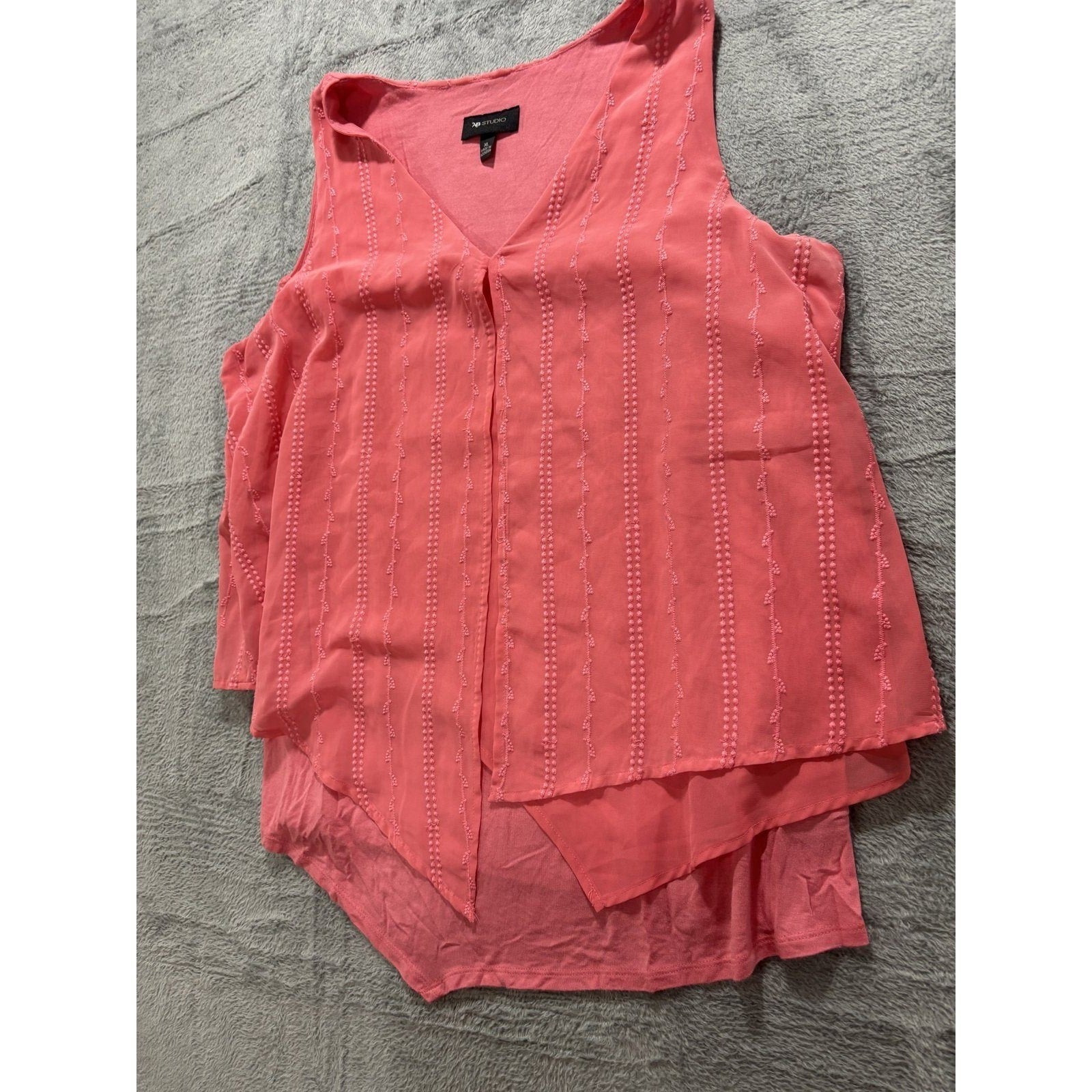 AB Studio XL Womens Pink Layered Sleeveless Blouse Boho Casual Top