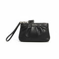 Coach Black Leather Wristlet Pouch Clutch Zip Wallet Wrist Strap Gold Hardware