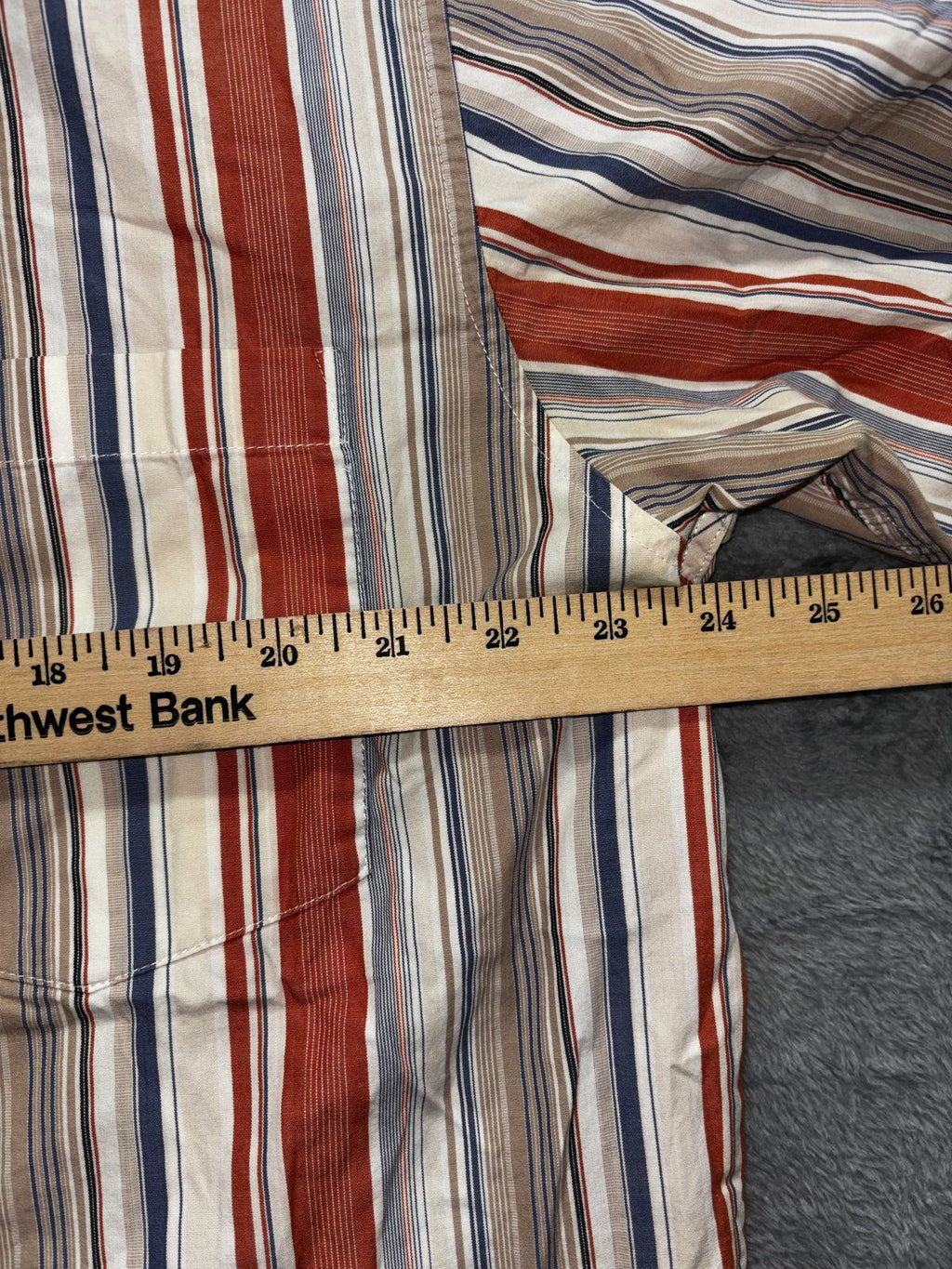 Lerros Men's Red Blue Stripe Short Sleeve Shirt XL, photo 6 of 7