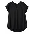 Gap Womens XL Black V-Neck Short Sleeve Rayon Shift Dress High Low Hem