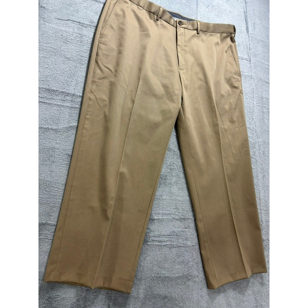 Haggar Khaki Pants Mens 42x29 Classic Fit No Iron Flat Front Dress Chino
