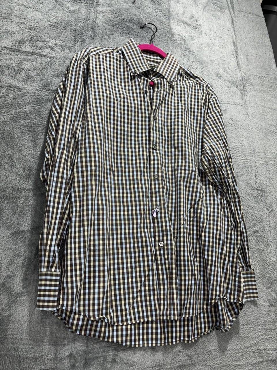 Ermenegildo Zegna Men's Brown Check Shirt Size XL, photo 4 of 10