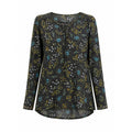 Ruff Hewn Grey Womens XL Black Floral Lace Up Grommet Long Sleeve Blouse Top