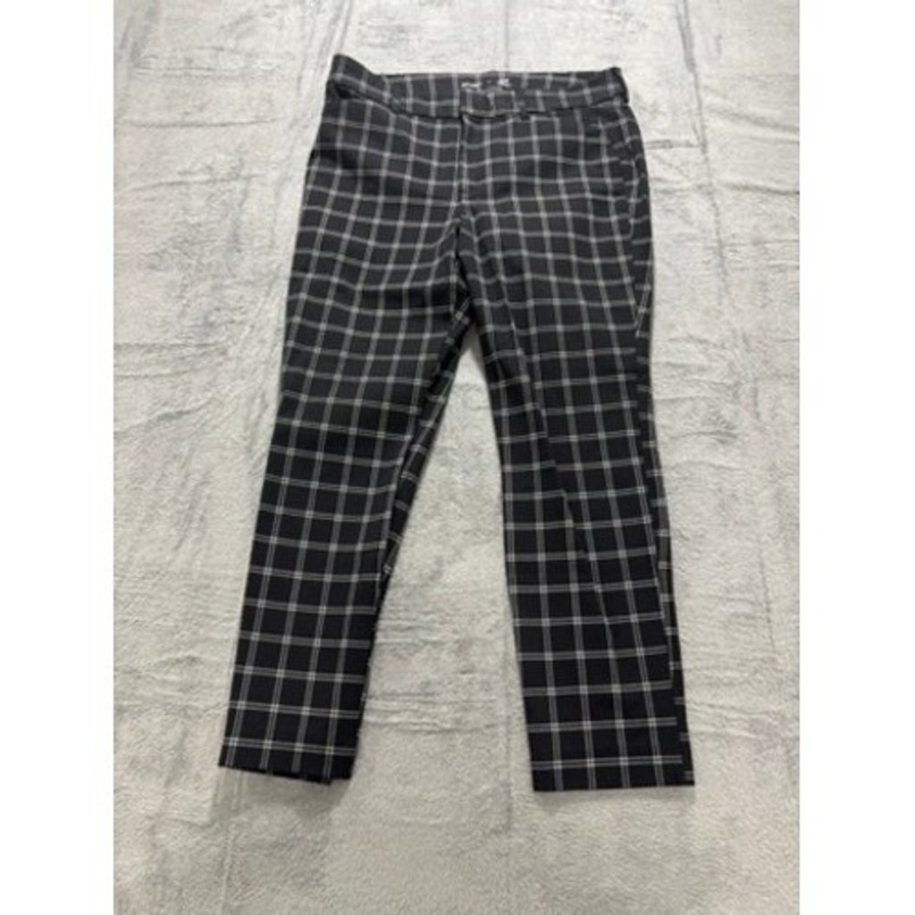 Old Navy Pixie High Rise Ankle Pants Black White Windowpane Plaid Womens 14