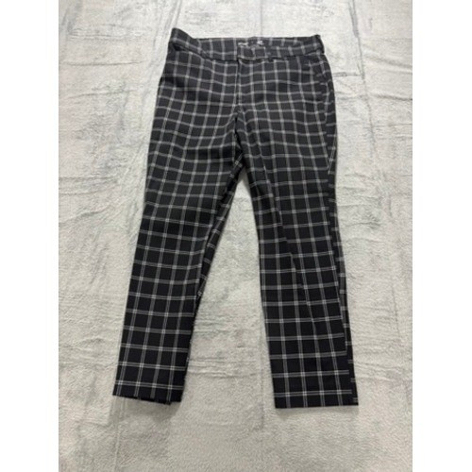 Old Navy Pixie High Rise Ankle Pants Black White Windowpane Plaid Womens 14