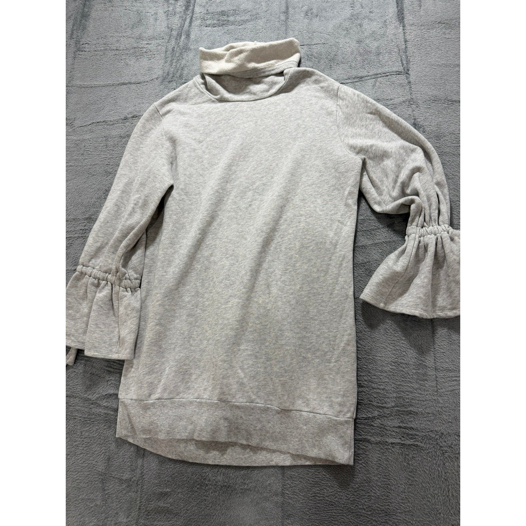 Express One Eleven Womens Small Petite Oatmeal Turtleneck Bell Sleeve Tunic Top