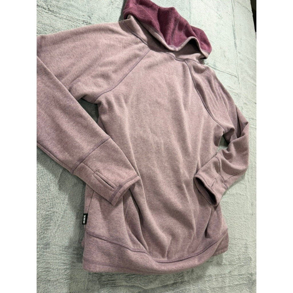 RBX Womens XL Mauve Heathered Cowl Neck Fleece Pullover Sweatshirt Thumbholes