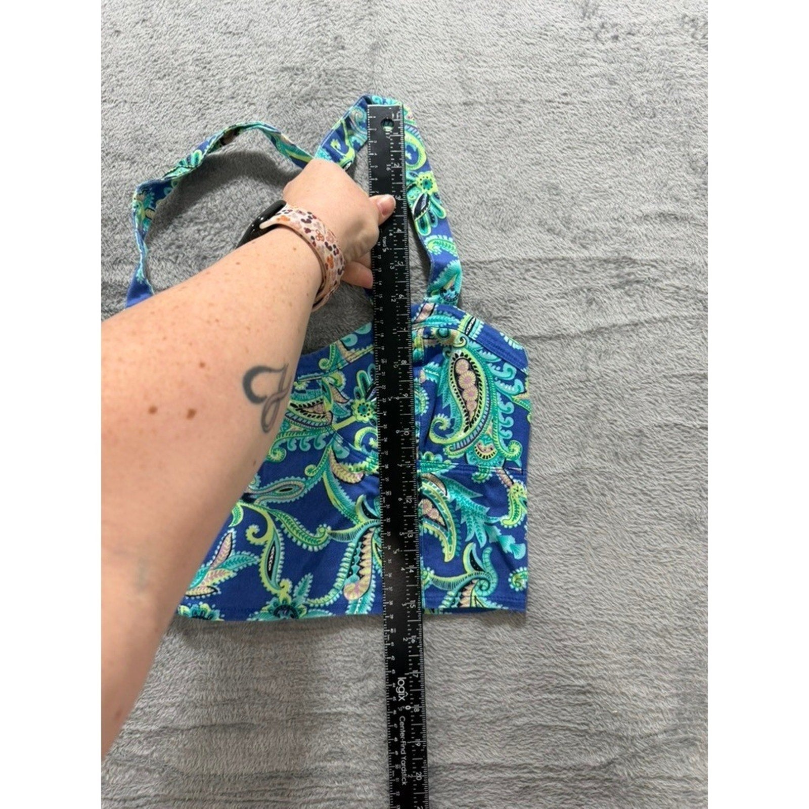 Aeropostale Crop Top Womens Small Blue Paisley Strappy Y2K Stretch Bustier