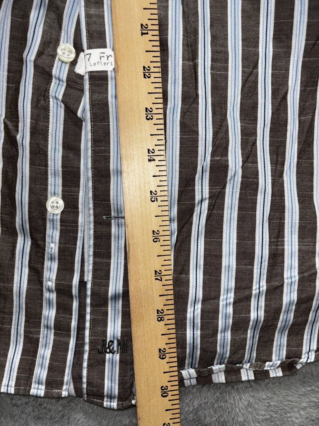 Johnston & Murphy Men's Brown Blue Stripe Shirt XL, photo 7 of 9