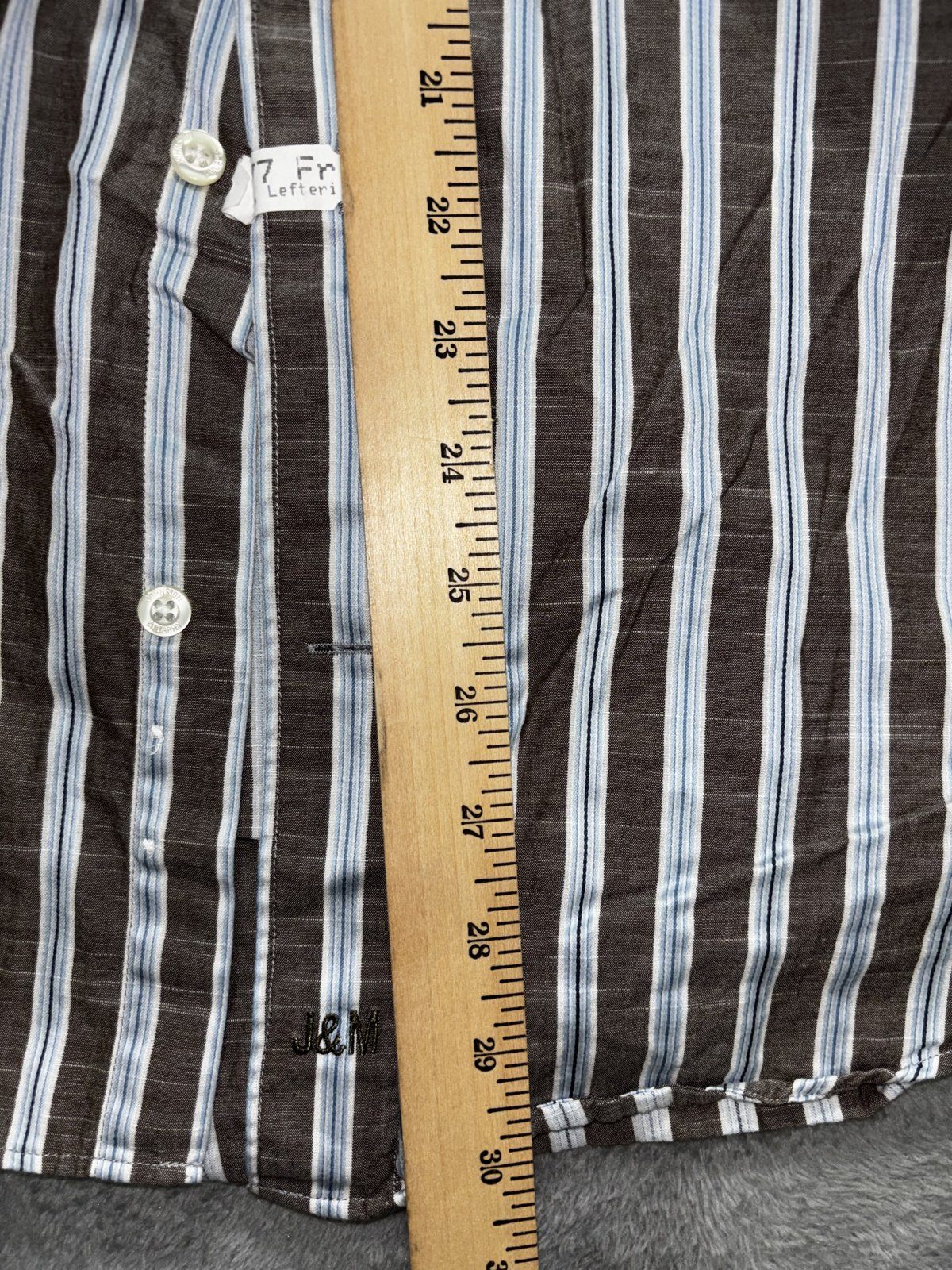 Johnston & Murphy Men's Brown Blue Stripe Shirt XL, photo 7 of 9