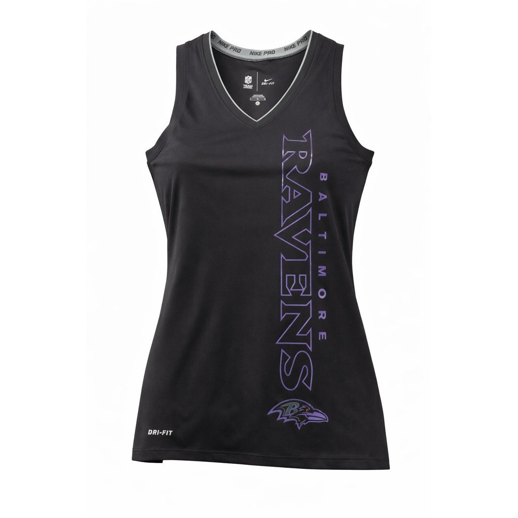 Nike Pro Ravens Tank Top Womens Large Dri Fit NFL Black Athletic Training