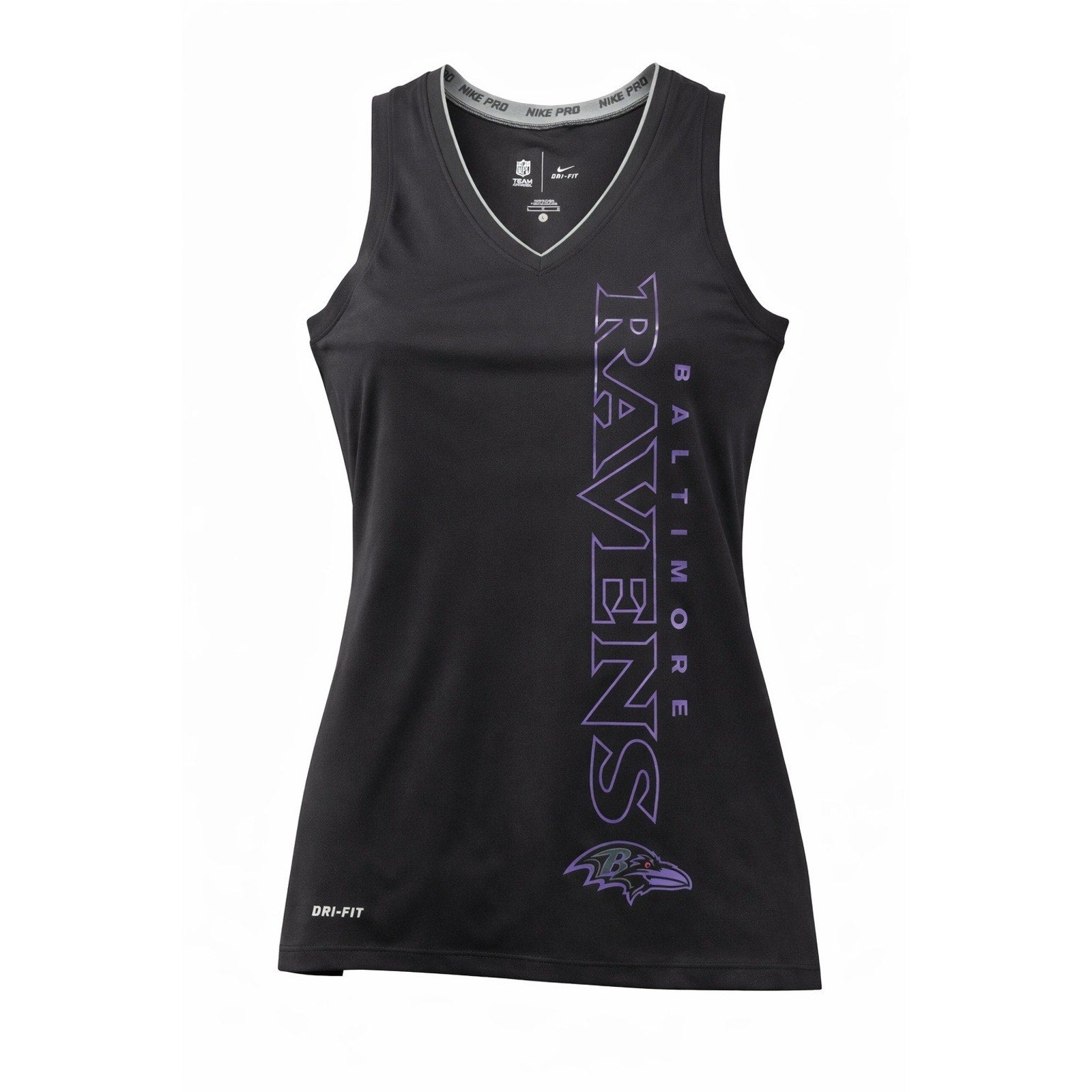 Nike Pro Ravens Tank Top Womens Large Dri Fit NFL Black Athletic Training