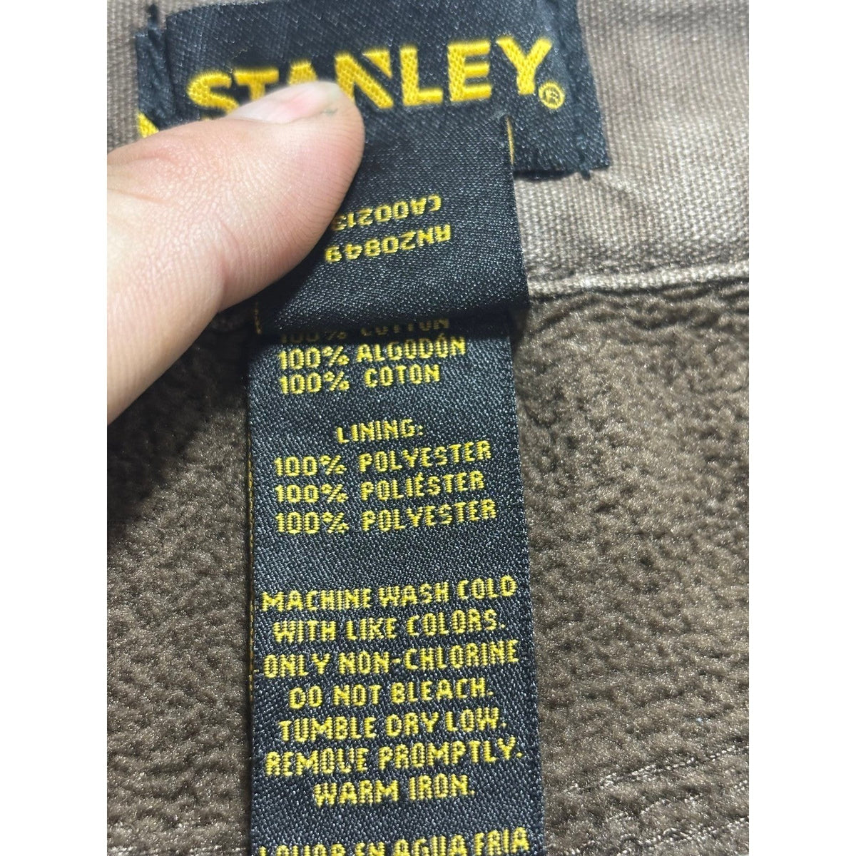 Stanley Mens 36x32 Brown Fleece Lined Carpenter Pants Workwear Casual Vintage