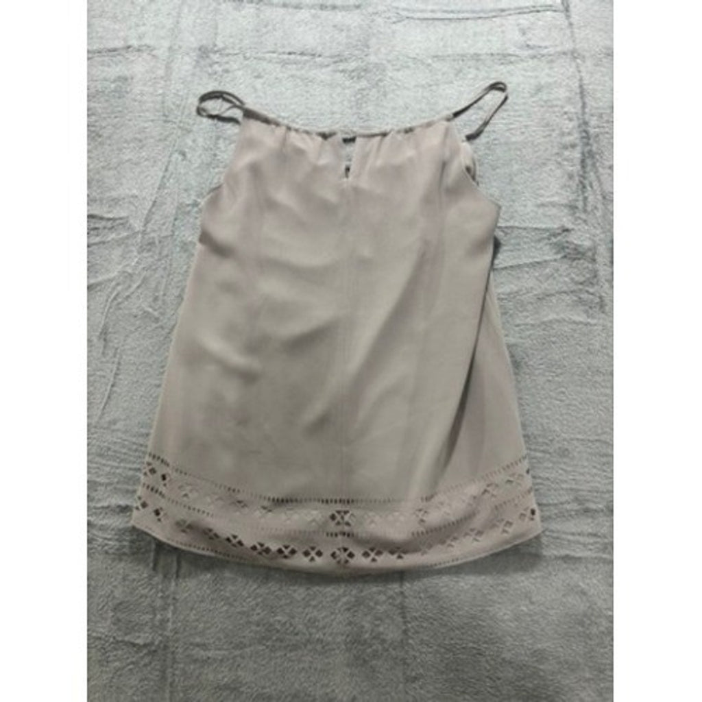 Olive & Oak Tank Top Womens M Gray Laser Cut Sleeveless Flowy Boho Minimalist