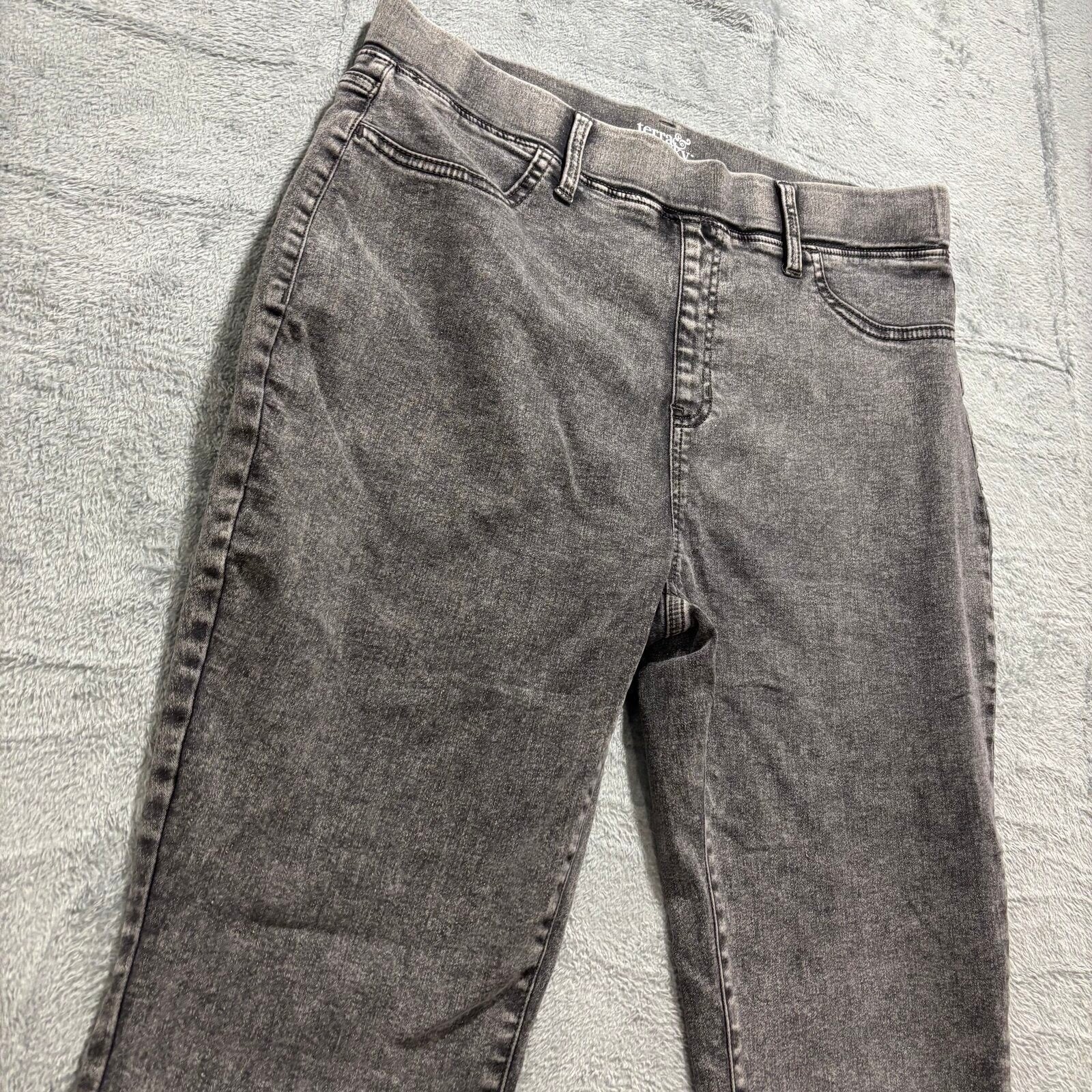Terra & Sky 0X Womens Gray Cropped Jeggings Plus Size Casual Vintage