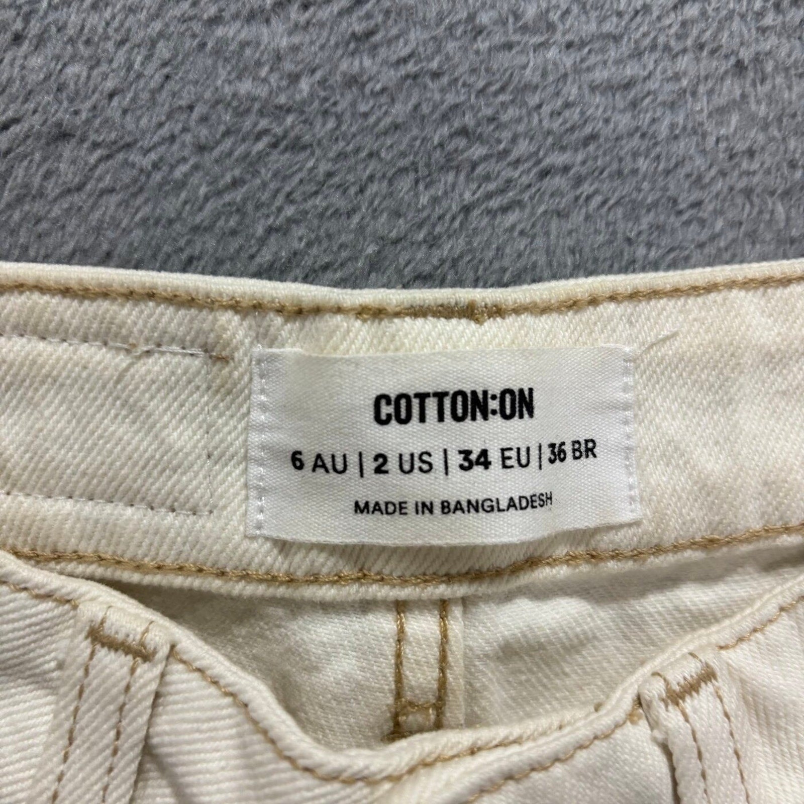 Cotton On Womens 2 Cream Loose Straight Leg Jeans Denim Casual Boho