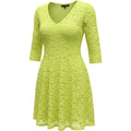 Charlotte Russe Yellow Lace Skater Dress Women's Large V-Neck Fit Flare Y2K
