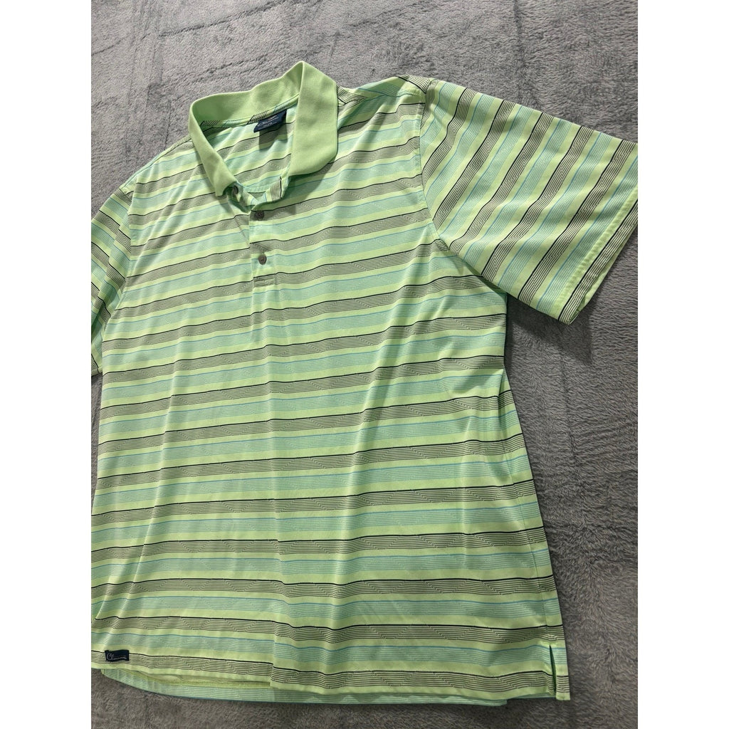 Cleveland Classics Golf Polo Shirt Mens XXLT Green Striped Performance Stretch