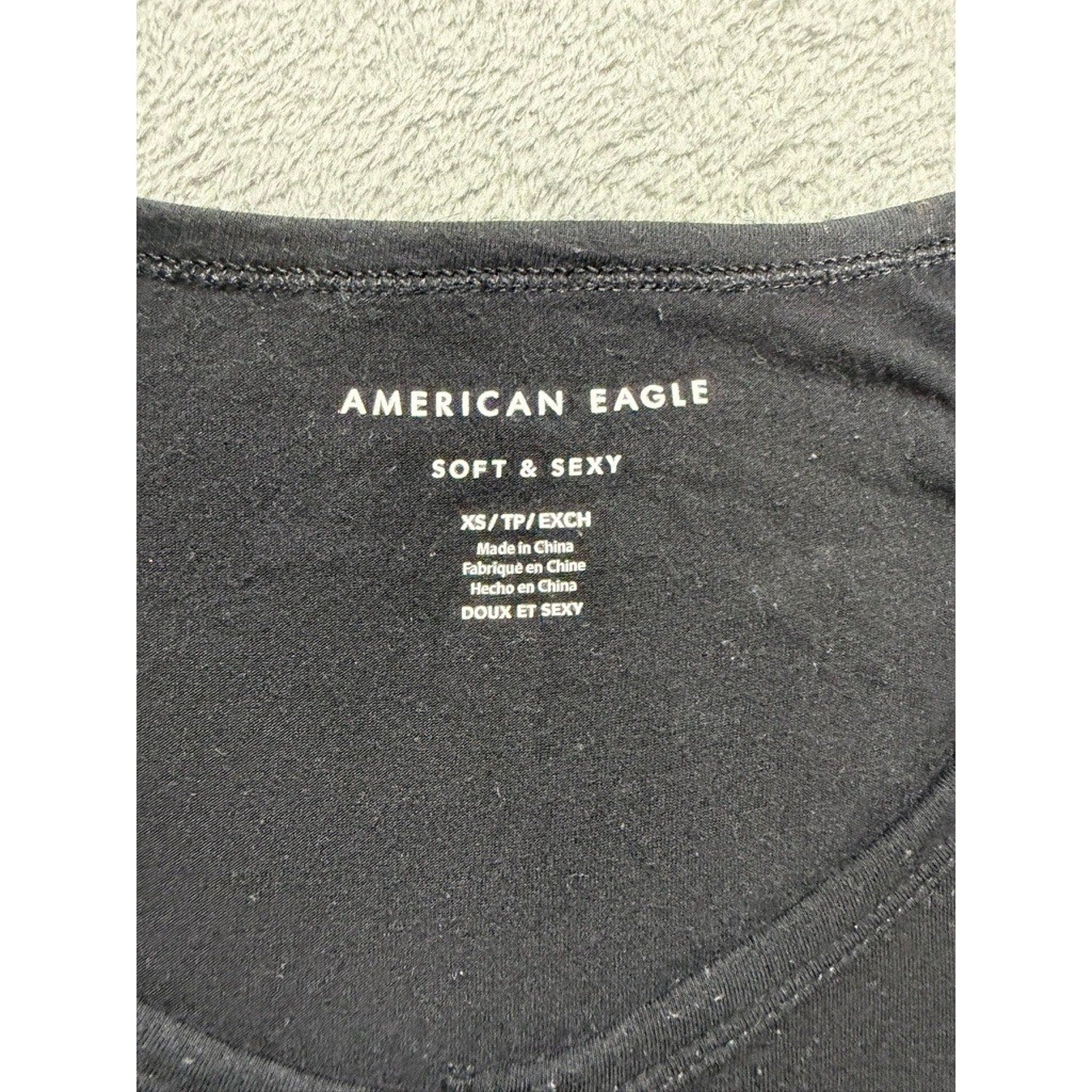 American Eagle Soft & Sexy Black Floral Embroidered Babydoll Peplum Top XS
