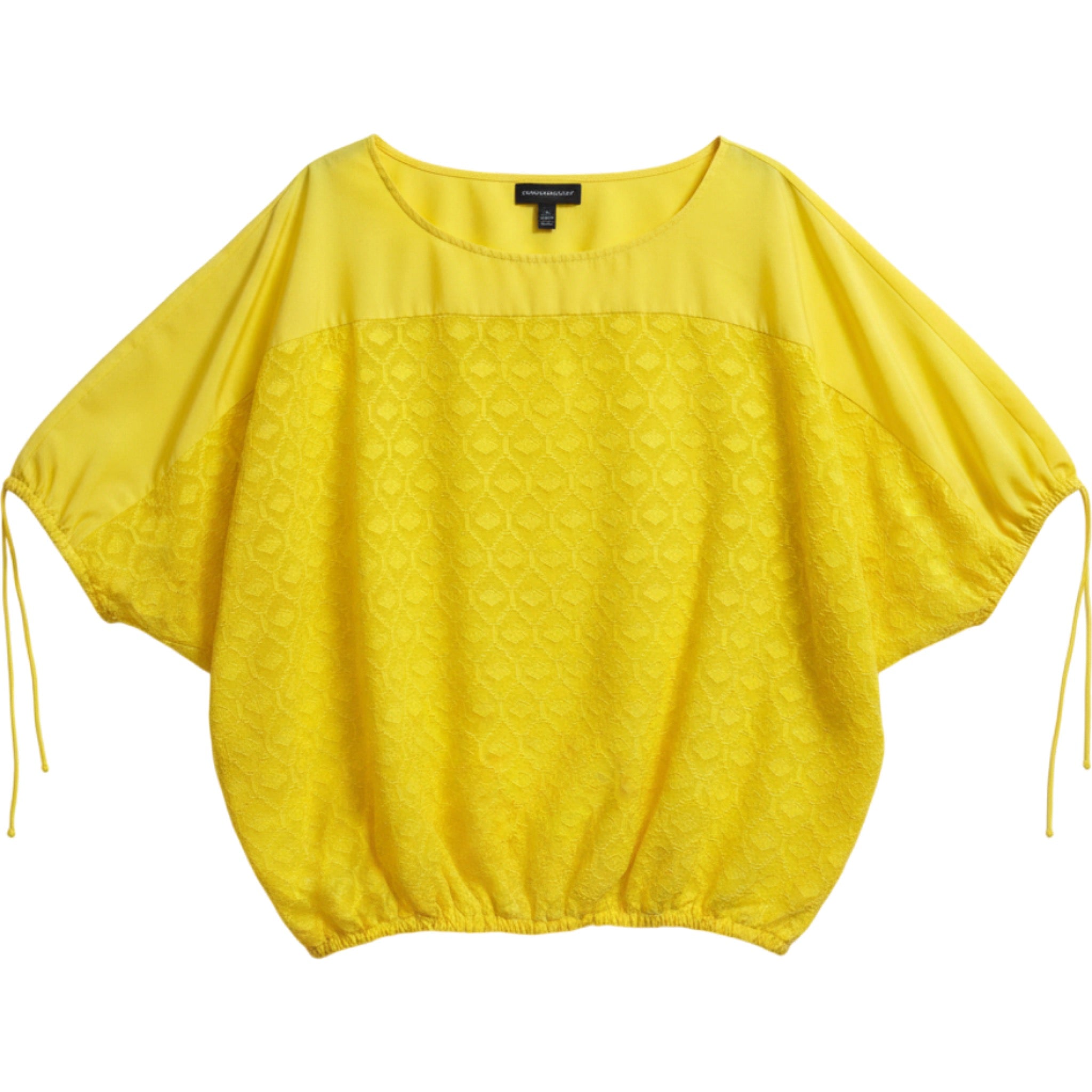 Lane Bryant Yellow Textured Blouse Womens Plus 18/20 Drawstring Sleeve Office