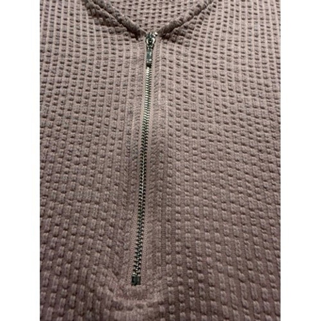 LuLaRoe Womens XL Dusty Rose Waffle Knit Sleeveless Half Zip V-Neck Top Casual