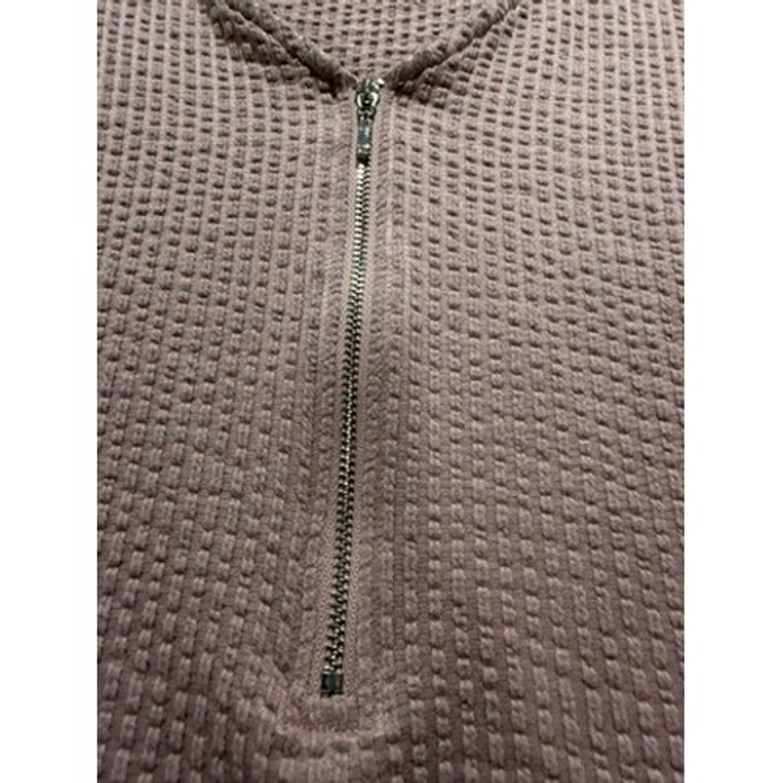 LuLaRoe Womens XL Dusty Rose Waffle Knit Sleeveless Half Zip V-Neck Top Casual