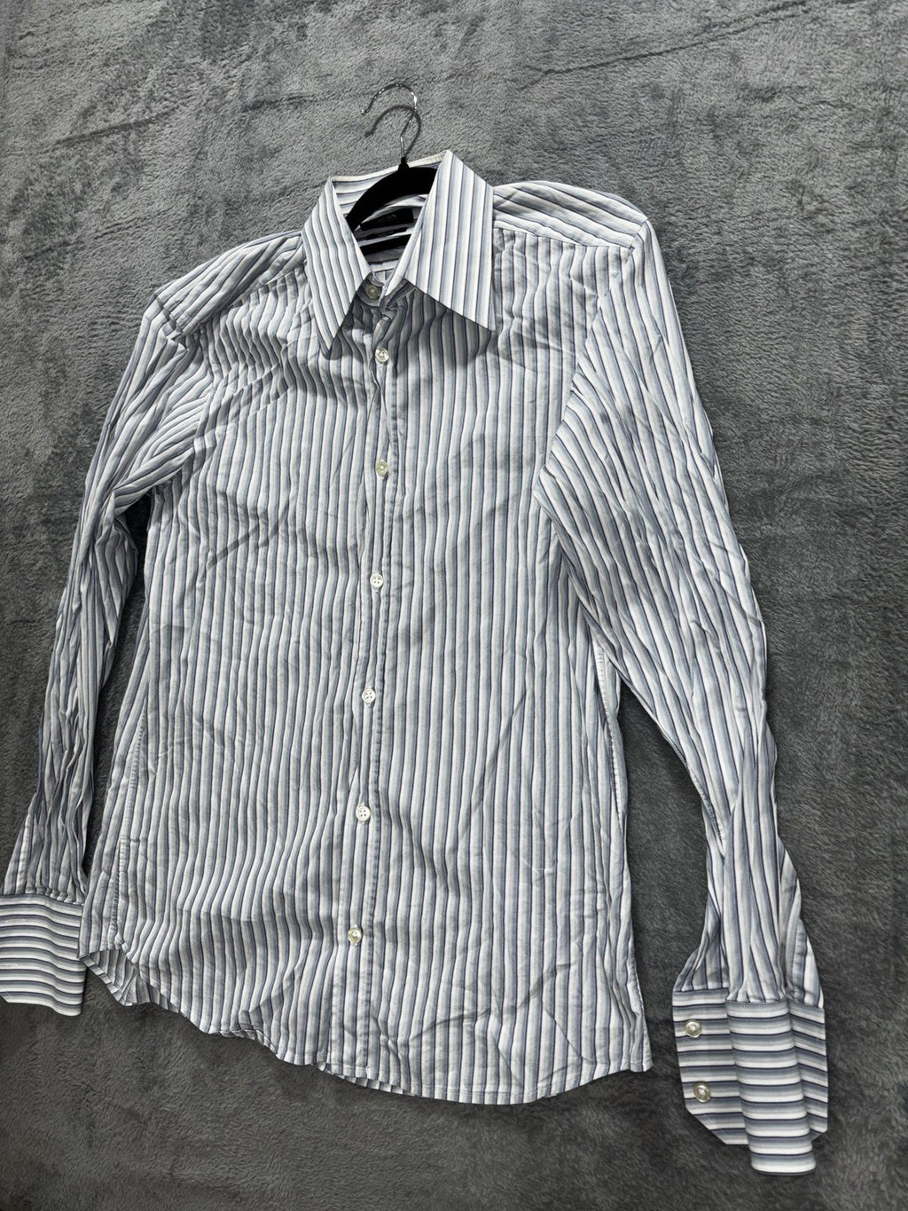 Hugo Boss Men's Blue Gray Stripe Dress Shirt 39/40 M, photo 2 of 10