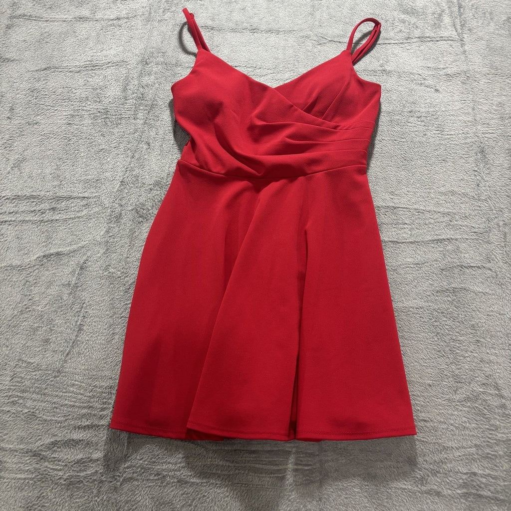 Trixxi Womens S Red Fit and Flare Cocktail Dress Party Date Night Holiday Chic