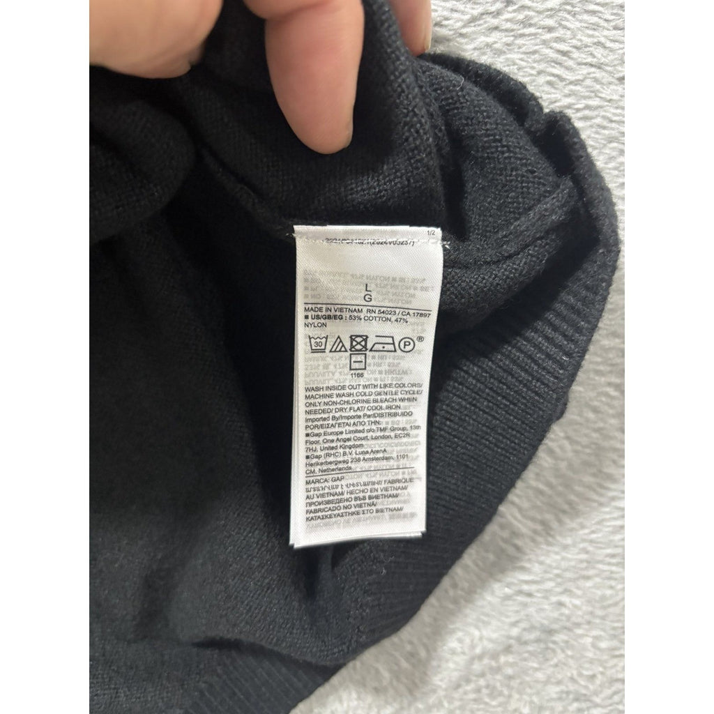 GAP Womens L Black V-Neck Sweater NWT Cotton Blend Classic Preppy Office Layer