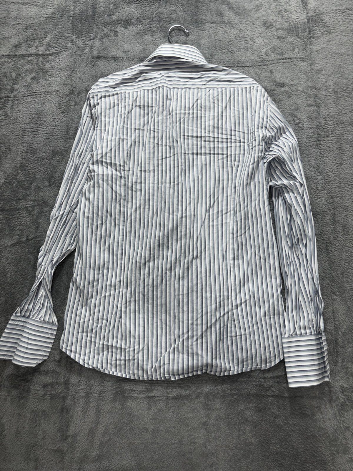 Hugo Boss Men's Blue Gray Stripe Dress Shirt 39/40 M, photo 4 of 10