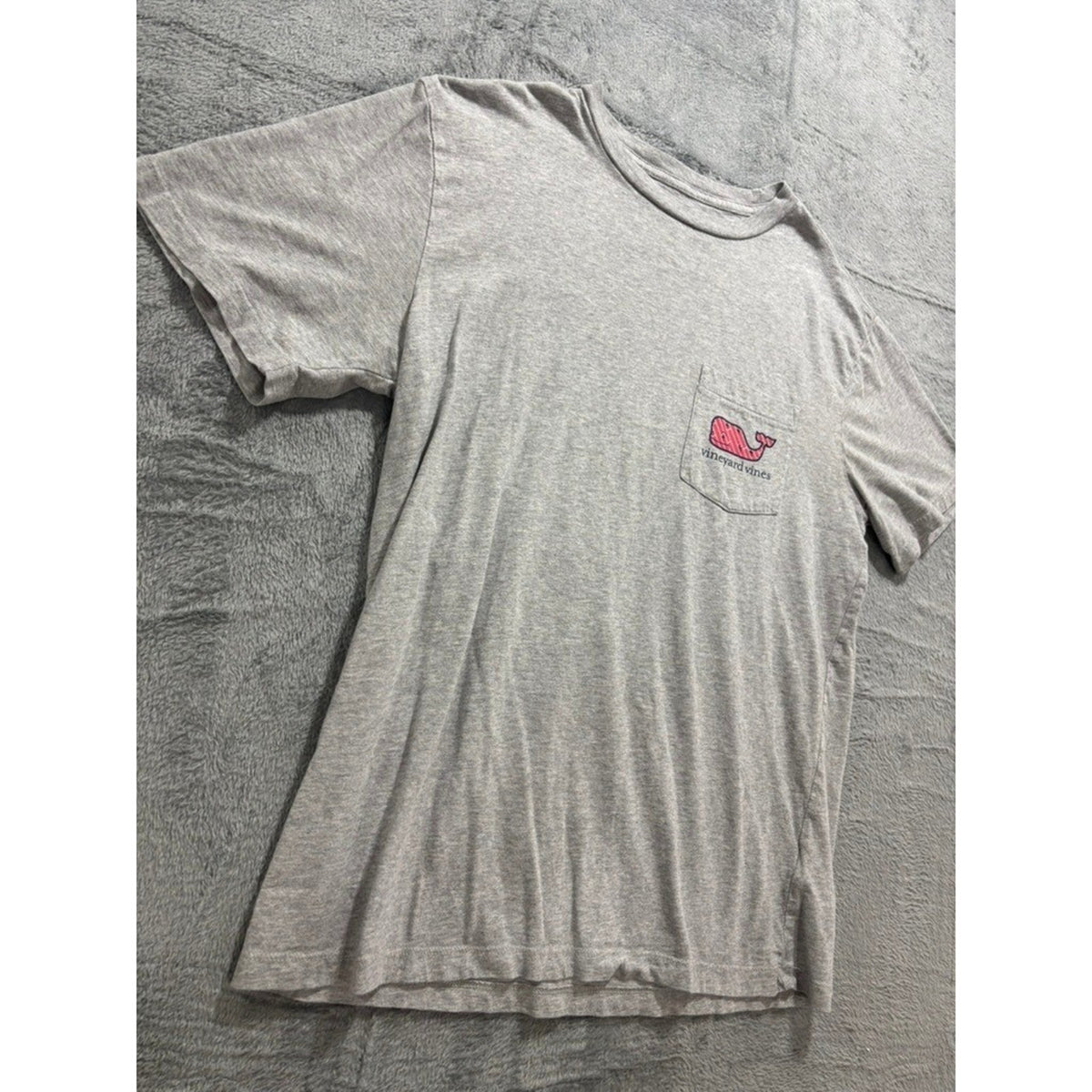 Vineyard Vines Mens XL Heather Gray Striped Whale Graphic Pocket Tee Preppy