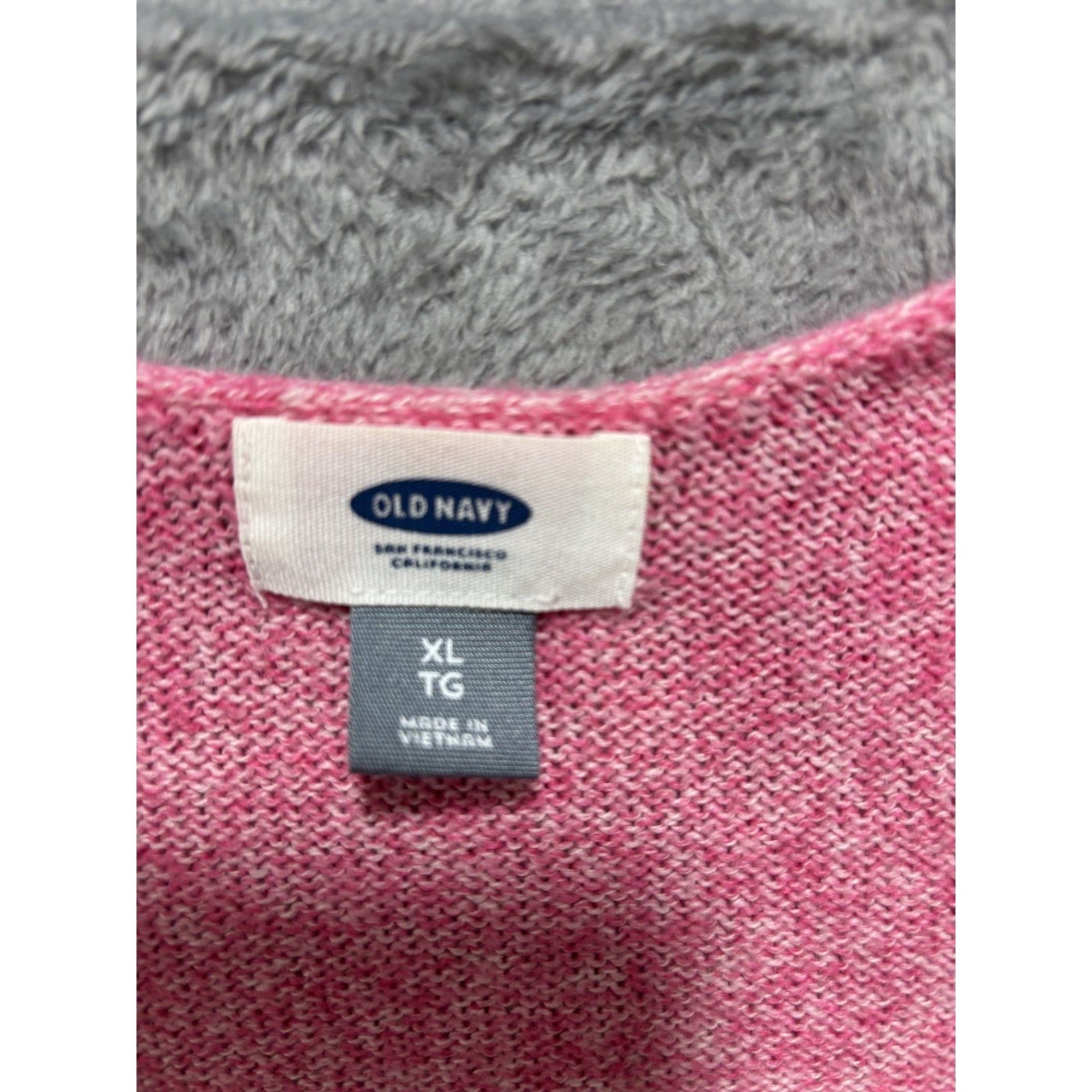 Old Navy Womens XL Pink V-Neck Sweater Casual Boho Knit Pullover Top