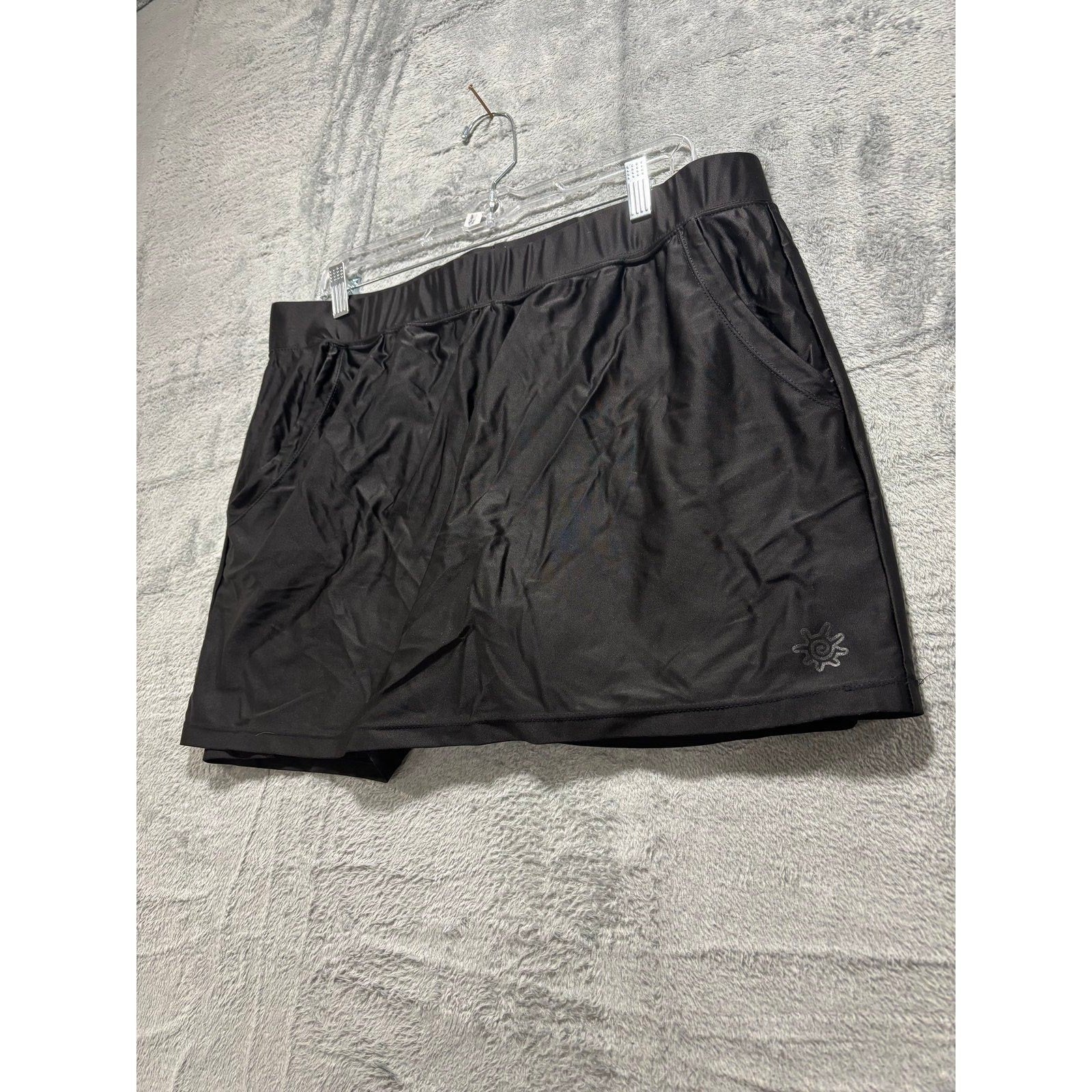 Coolibar XL Black Womens Swim Skort Athleisure Coastal Casual