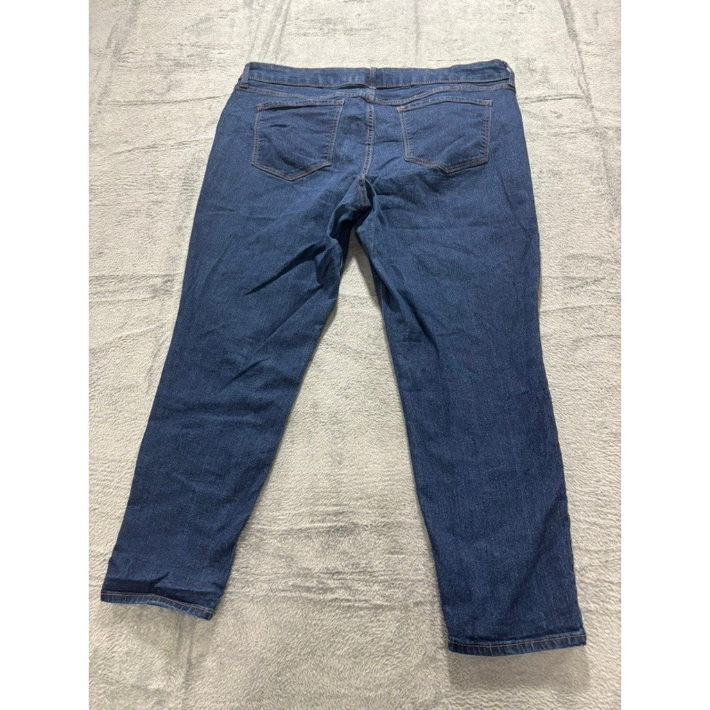 Old Navy Super Skinny Ankle Jeans Womens 16 Short Dark Wash Mid Rise Blue Denim
