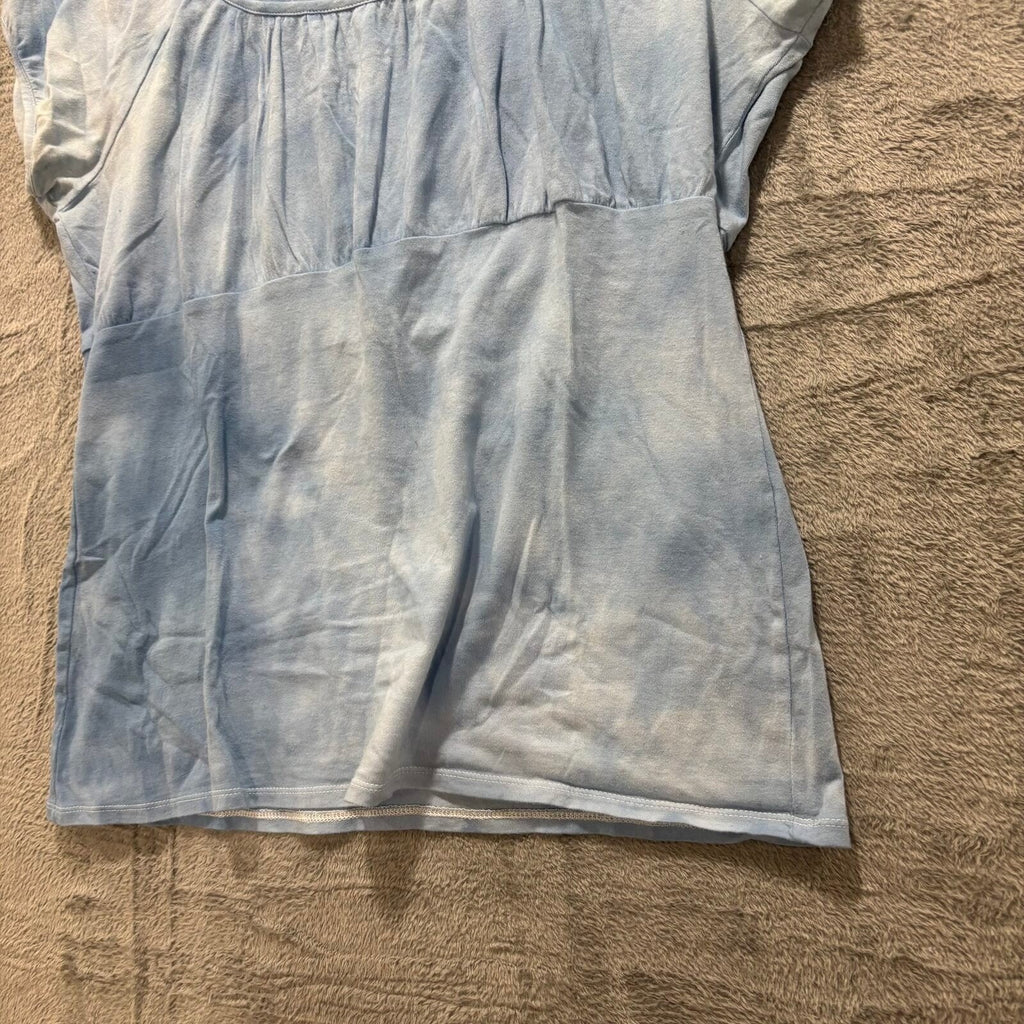Axcess Womens XL Blue Tie Dye Empire Waist Cap Sleeve Top Boho Vintage