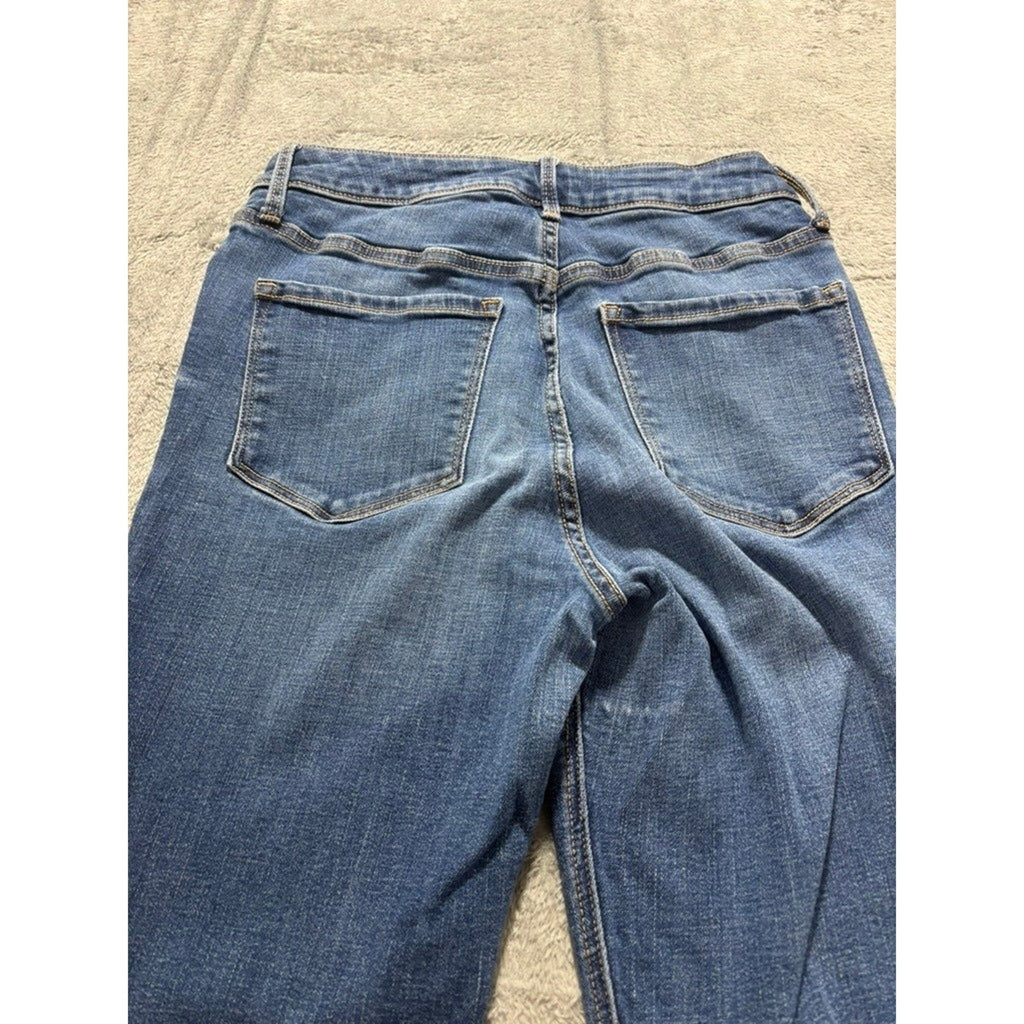 Old Navy Rockstar Super Skinny High Rise Button Fly Womens 6 Jeans Raw Hem Wash