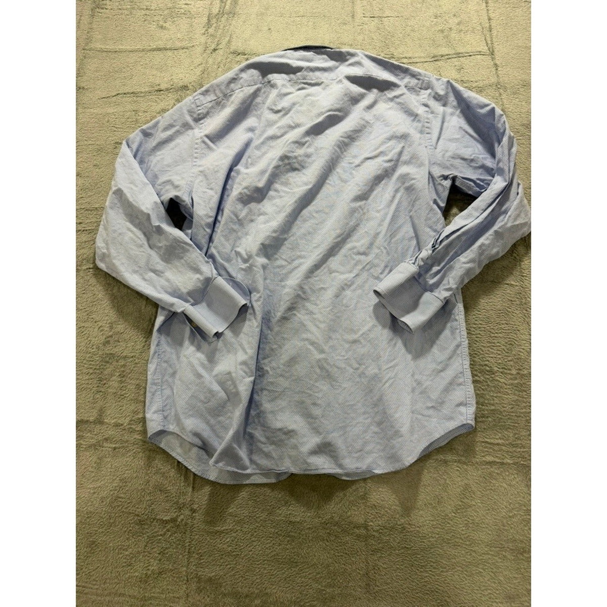 Saks Fifth Avenue Dress Shirt Mens 17 34/35 Blue Check Slim Fit Cotton Button