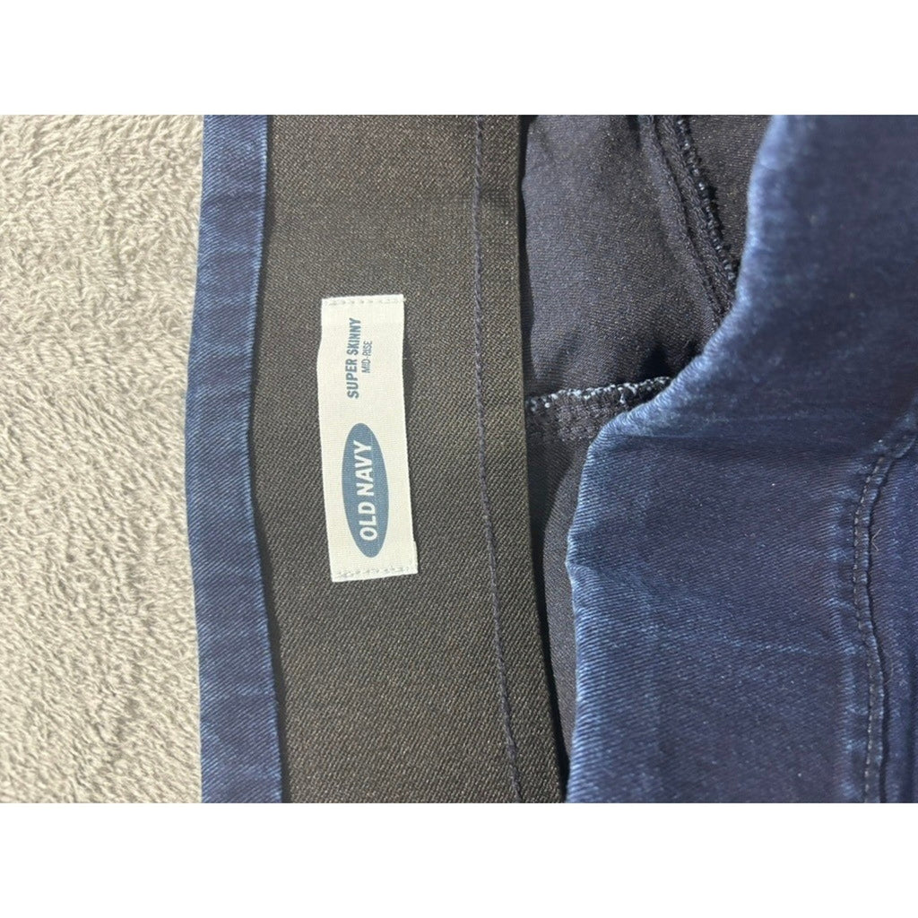 Old Navy Super Skinny Mid Rise Pull On Jeggings Dark Wash Indigo 16 Plus Short