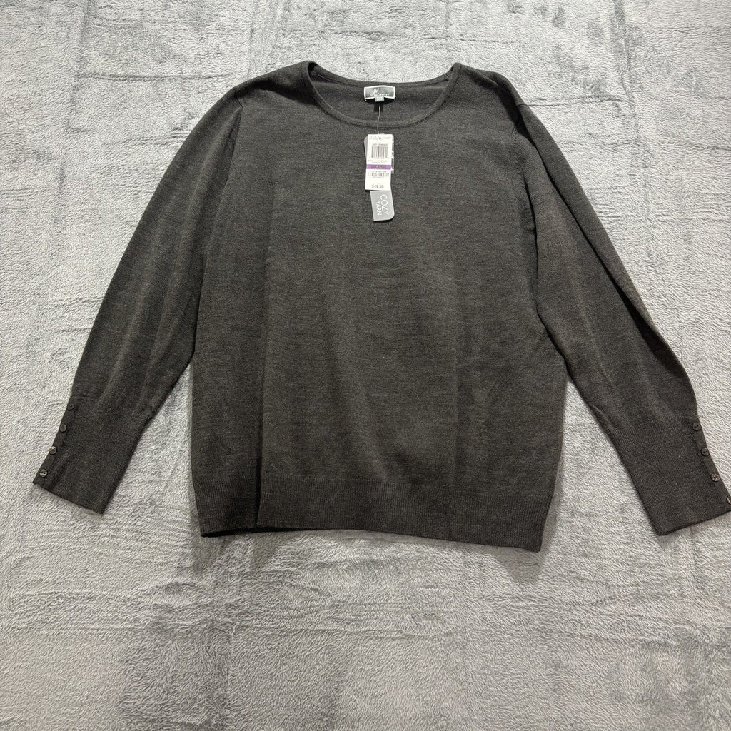 JM Collection XXL Womens Charcoal Gray Crewneck Sweater Cozy Classic Plus Knit