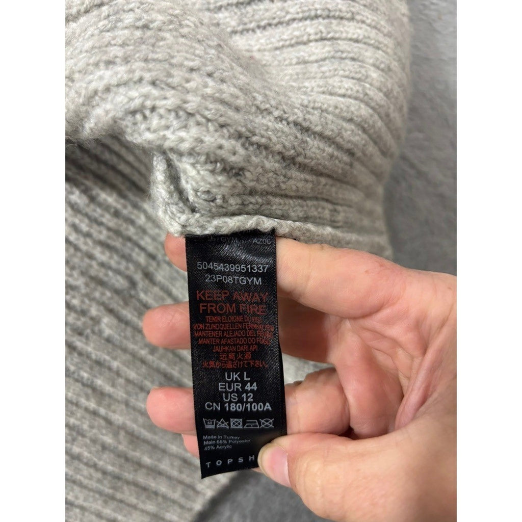 Topshop Womens Gray Chunky Ribbed Knit Oversized Open Front Cardigan Size US 12