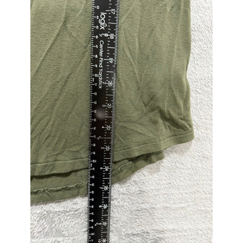 Old Navy Luxe Women Short Sleeve Crew Neck T-Shirt Olive Green Curved Hem Small