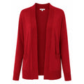 Sueani Womens Red Open Front Cardigan Ribbed Knit Pocket Sweater Large Office