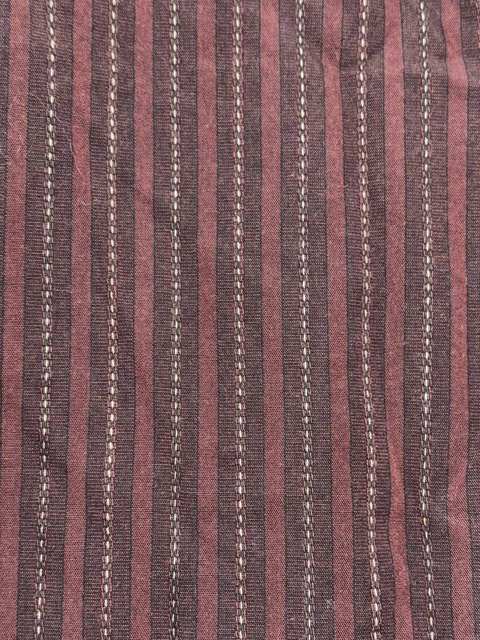 Ben Sherman Mens 16 32-33 Burgundy Striped Long Sleeve Button Up Dress Shirt