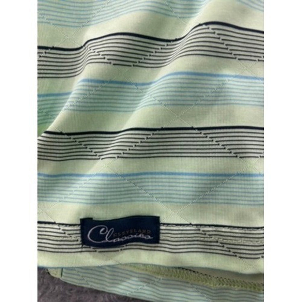 Cleveland Classics Golf Polo Shirt Mens XXLT Green Striped Performance Stretch