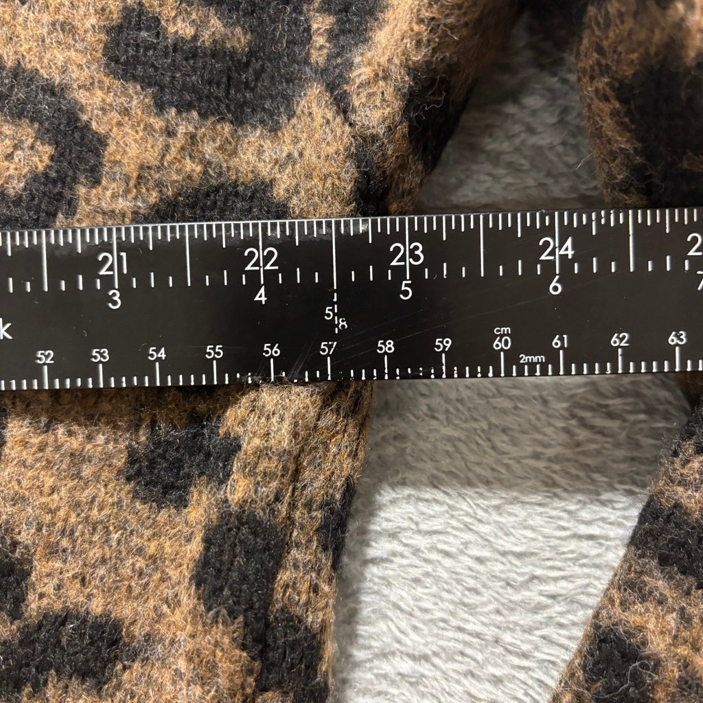 Time and Tru Womens XL Brown Leopard Fuzzy Knit Cardigan Sweater Boho Animal