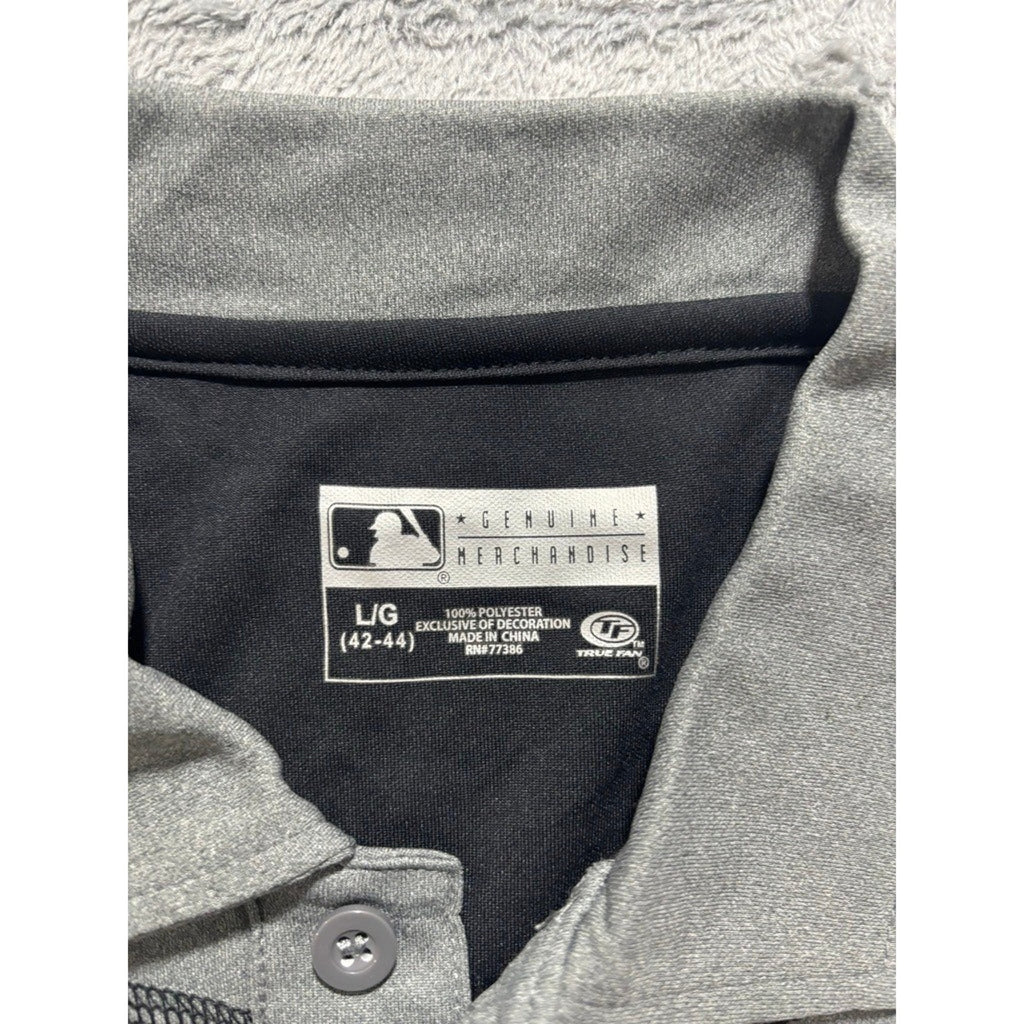 MLB Cubs Polo Shirt Mens LG Gray 2016 World Series Champions True Fan