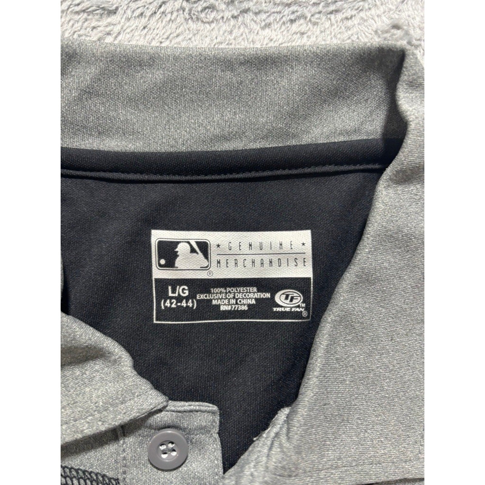 MLB Cubs Polo Shirt Mens LG Gray 2016 World Series Champions True Fan