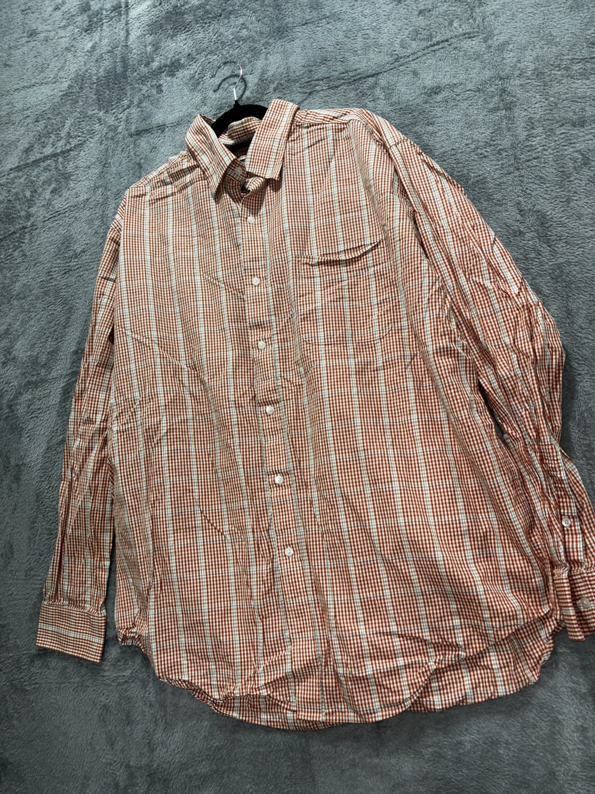 Bobby Jones Mens XL Orange White Gingham Long Sleeve Button Up Shirt Preppy